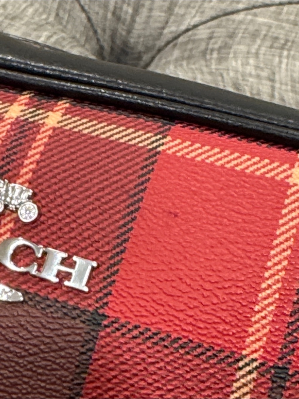 Coach Bag Jaime Camera Crossbody Black Red Tartan Plaid Bag - Picture 17 of 17